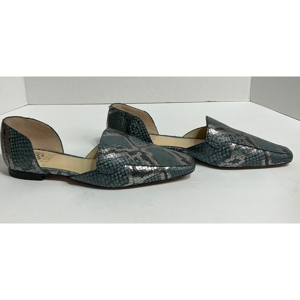 Vince Camuto Teal Metallic Snakeskin D'Orsay Pointed Toe Flats Size 7.5M Casual